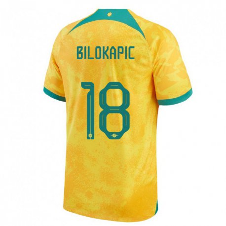Kandiny Damen Australische Nicholas Bilokapic #18 Gold Heimtrikot Trikot 22-24 T-shirt