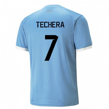 Kandiny Damen Uruguayische Facundo Techera #7 Blau Heimtrikot Trikot 22-24 T-shirt