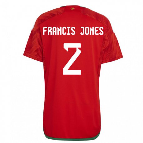 Kandiny Damen Walisische Maria Francis Jones #2 Rot Heimtrikot Trikot 22-24 T-shirt
