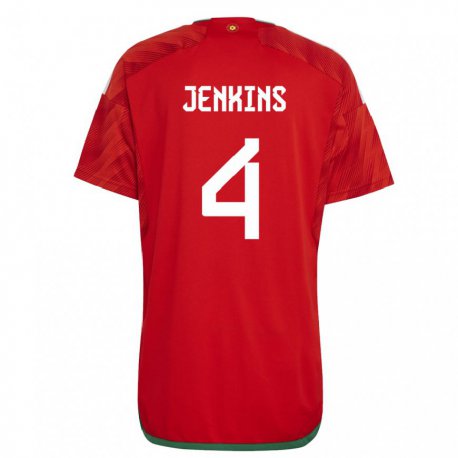 Kandiny Damen Walisische Shaunna Jenkins #4 Rot Heimtrikot Trikot 22-24 T-shirt