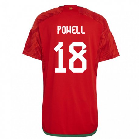 Kandiny Damen Walisische Ella Powell #18 Rot Heimtrikot Trikot 22-24 T-shirt