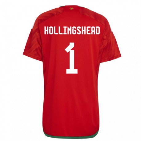 Kandiny Damen Walisische Ronnie Hollingshead #1 Rot Heimtrikot Trikot 22-24 T-shirt