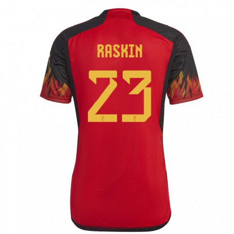 Kandiny Damen Belgische Nicolas Raskin #23 Rot Heimtrikot Trikot 22-24 T-shirt