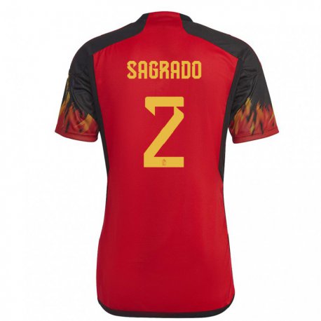Kandiny Damen Belgische Richie Sagrado #2 Rot Heimtrikot Trikot 22-24 T-shirt