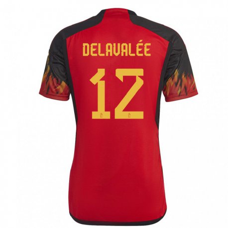 Kandiny Damen Belgische Martin Delavalee #12 Rot Heimtrikot Trikot 22-24 T-shirt