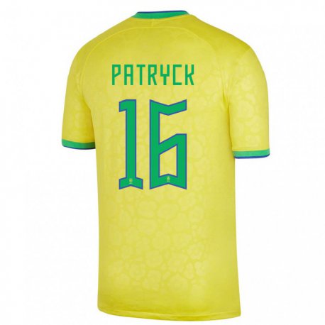 Kandiny Damen Brasilianische Patryck #16 Gelb Heimtrikot Trikot 22-24 T-shirt