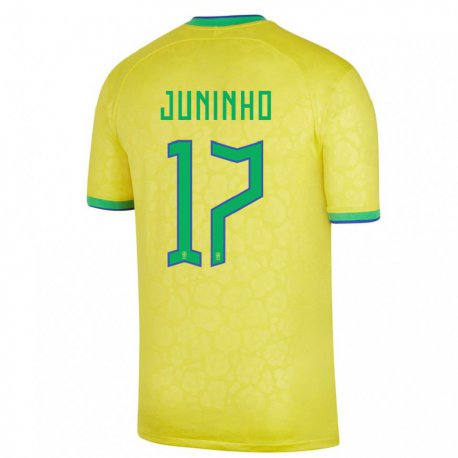 Kandiny Damen Brasilianische Juninho #17 Gelb Heimtrikot Trikot 22-24 T-shirt