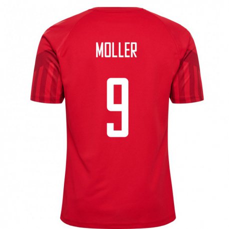 Kandiny Damen Dänische Caroline Moller #9 Rot Heimtrikot Trikot 22-24 T-shirt