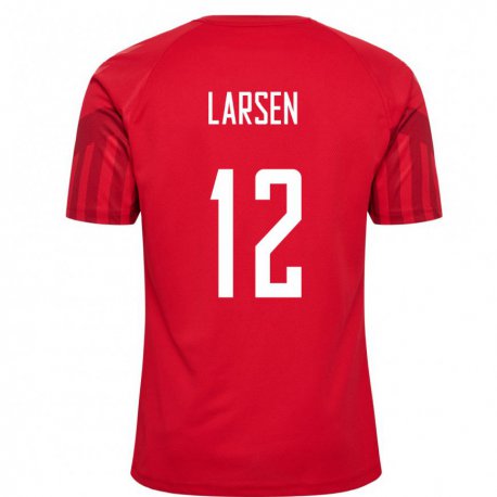 Kandiny Damen Dänische Stine Larsen #12 Rot Heimtrikot Trikot 22-24 T-shirt