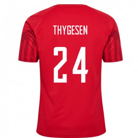 Kandiny Damen Dänische Sarah Thygesen #24 Rot Heimtrikot Trikot 22-24 T-shirt