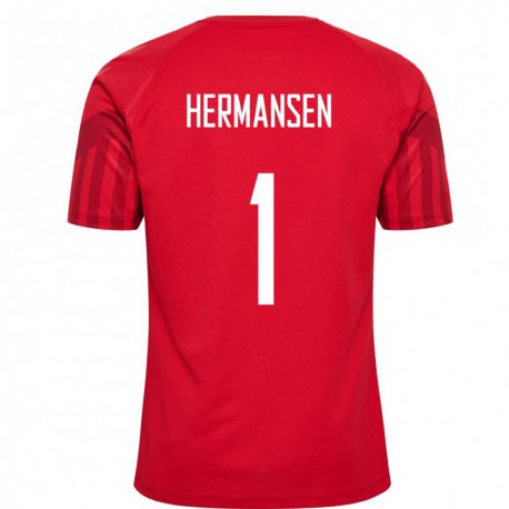 Kandiny Damen Dänische Mads Hermansen #1 Rot Heimtrikot Trikot 22-24 T-shirt