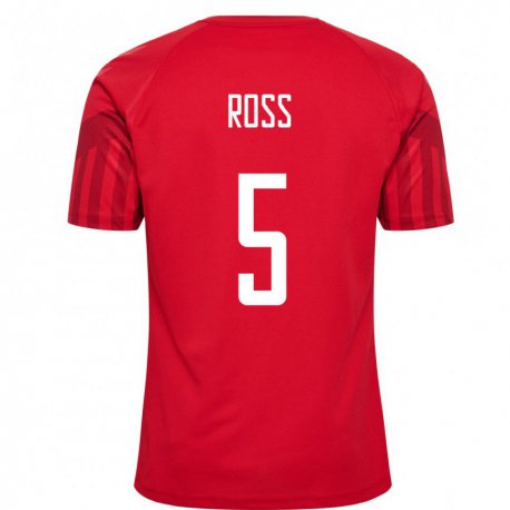 Kandiny Damen Dänische Mathias Ross #5 Rot Heimtrikot Trikot 22-24 T-shirt