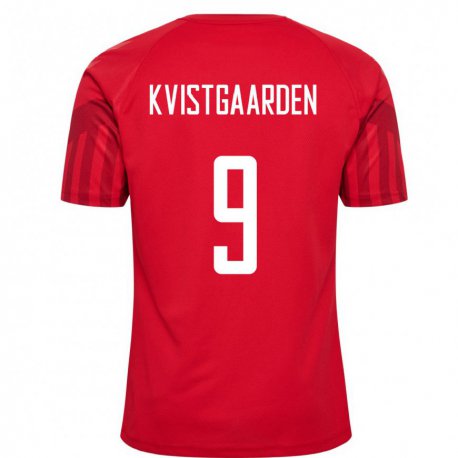 Kandiny Damen Dänische Mathias Kvistgaarden #9 Rot Heimtrikot Trikot 22-24 T-shirt