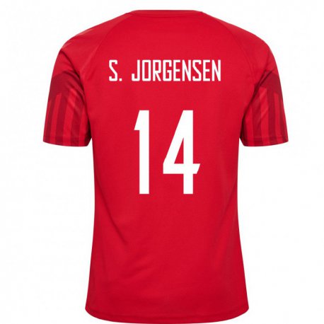 Kandiny Damen Dänische Sebastian Jorgensen #14 Rot Heimtrikot Trikot 22-24 T-shirt