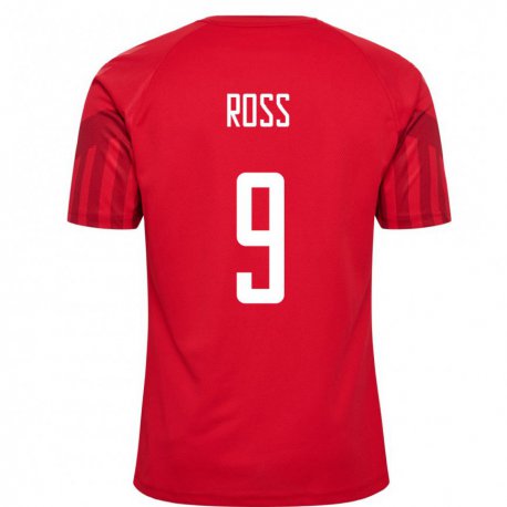 Kandiny Damen Dänische Oliver Ross #9 Rot Heimtrikot Trikot 22-24 T-shirt