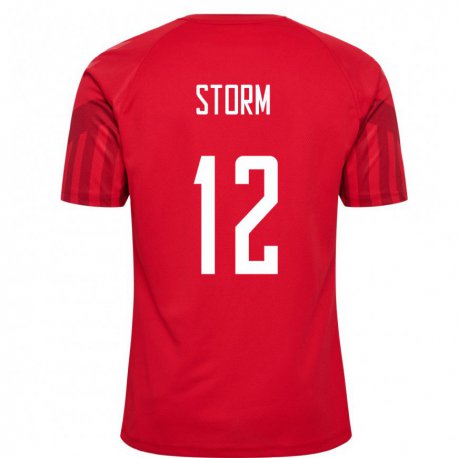 Kandiny Damen Dänische Tobias Storm #12 Rot Heimtrikot Trikot 22-24 T-shirt