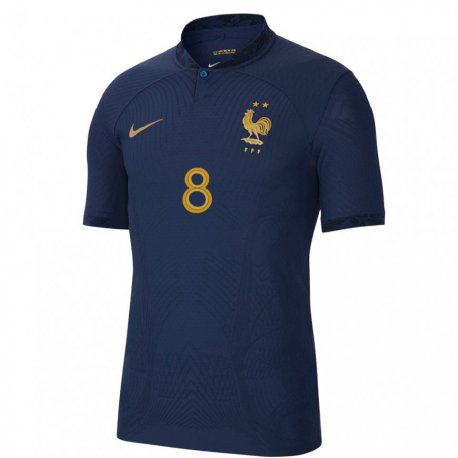 Kandiny Damen Französische Maxence Caqueret #8 Marineblau Heimtrikot Trikot 22-24 T-shirt