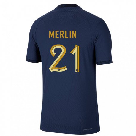 Kandiny Damen Französische Quentin Merlin #21 Marineblau Heimtrikot Trikot 22-24 T-shirt