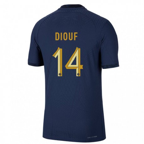 Kandiny Damen Französische Andy Diouf #14 Marineblau Heimtrikot Trikot 22-24 T-shirt