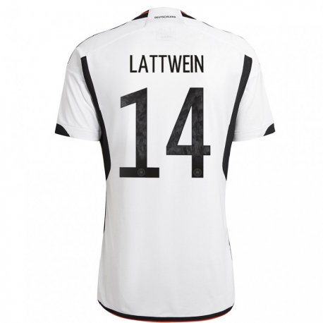 Kandiny Damen Deutsche Lena Lattwein #14 Weiß Schwarz Heimtrikot Trikot 22-24 T-shirt