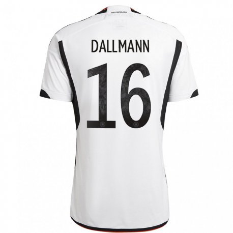 Kandiny Damen Deutsche Linda Dallmann #16 Weiß Schwarz Heimtrikot Trikot 22-24 T-shirt