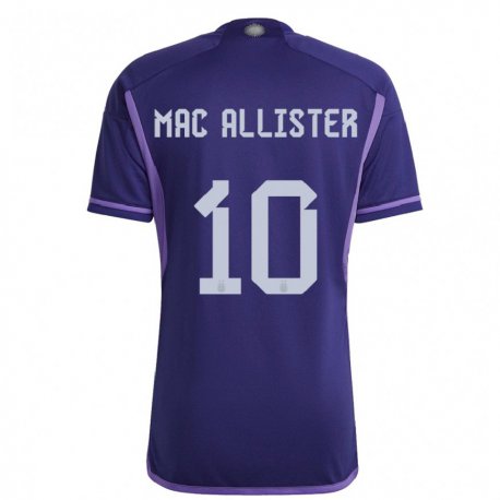 Kandiny Damen Argentinische Alexis Mac Allister #10 Violett Auswärtstrikot Trikot 22-24 T-shirt