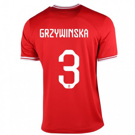 Kandiny Damen Polnische Gabriela Grzywinska #3 Rot Auswärtstrikot Trikot 22-24 T-shirt