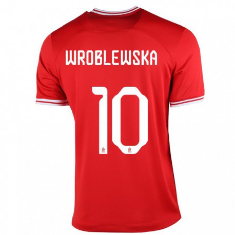 Kandiny Damen Polnische Joanna Wroblewska #10 Rot Auswärtstrikot Trikot 22-24 T-shirt