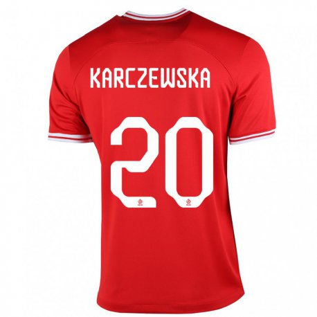 Kandiny Damen Polnische Nikola Karczewska #20 Rot Auswärtstrikot Trikot 22-24 T-shirt
