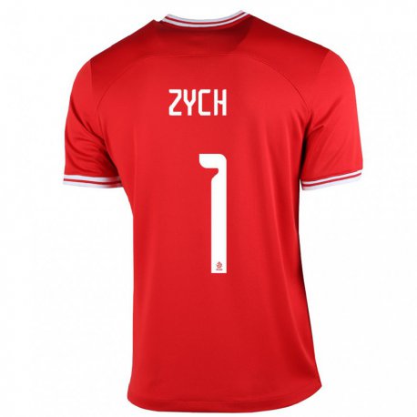 Kandiny Damen Polnische Oliwier Zych #1 Rot Auswärtstrikot Trikot 22-24 T-shirt