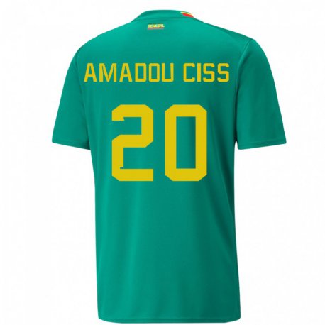 Kandiny Damen Senegalesische Amadou Ciss #20 Grün Auswärtstrikot Trikot 22-24 T-shirt