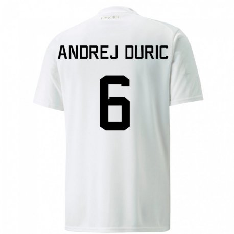 Kandiny Damen Serbische Andrej Duric #6 Weiß Auswärtstrikot Trikot 22-24 T-shirt