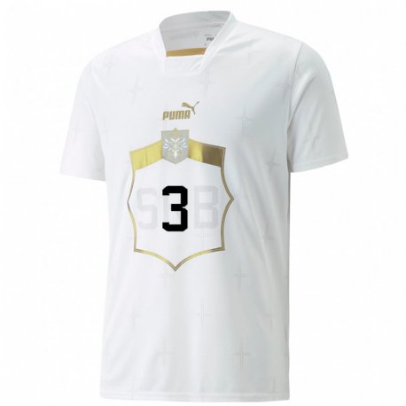 Kandiny Damen Serbische Veljko Mirosavic #3 Weiß Auswärtstrikot Trikot 22-24 T-shirt