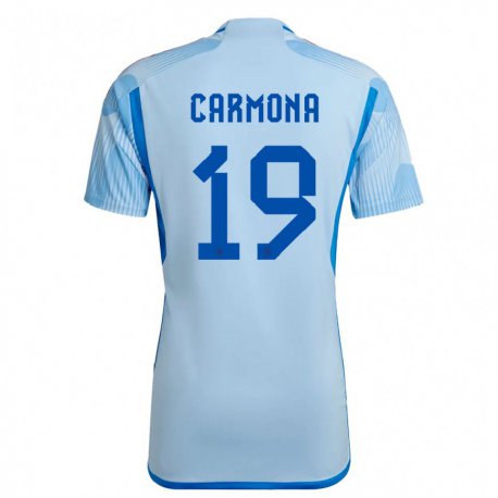 Kandiny Damen Spanische Olga Carmona #19 Himmelblau Auswärtstrikot Trikot 22-24 T-shirt