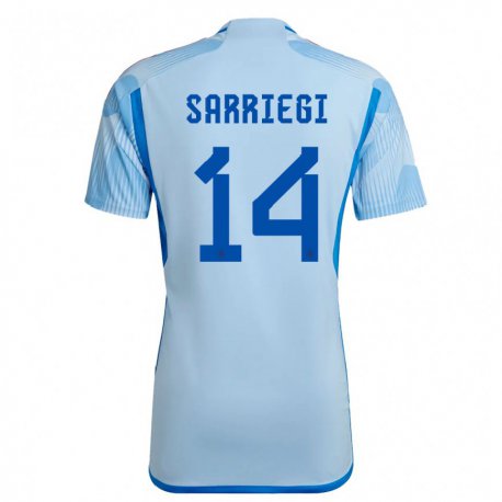 Kandiny Damen Spanische Amaiur Sarriegi #14 Himmelblau Auswärtstrikot Trikot 22-24 T-shirt