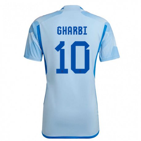 Kandiny Damen Spanische Ismael Gharbi #10 Himmelblau Auswärtstrikot Trikot 22-24 T-shirt