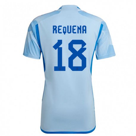 Kandiny Damen Spanische Daniel Requena #18 Himmelblau Auswärtstrikot Trikot 22-24 T-shirt