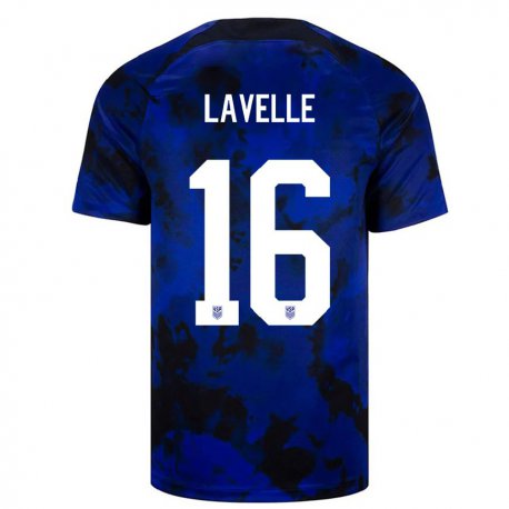 Kandiny Damen Us-amerikanische Rose Lavelle #16 Königsblau Auswärtstrikot Trikot 22-24 T-shirt
