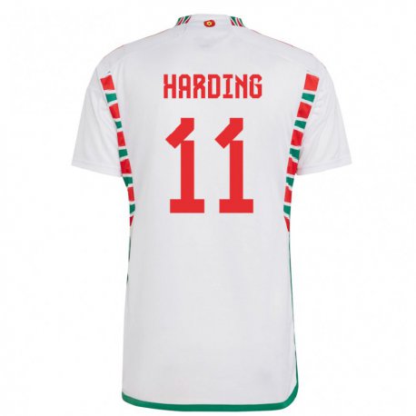Kandiny Damen Walisische Natasha Harding #11 Weiß Auswärtstrikot Trikot 22-24 T-shirt