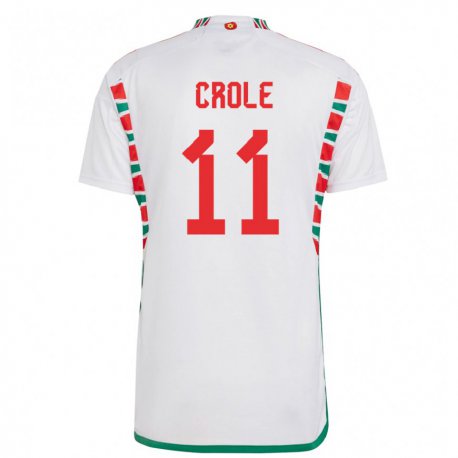 Kandiny Damen Walisische James Crole #11 Weiß Auswärtstrikot Trikot 22-24 T-shirt