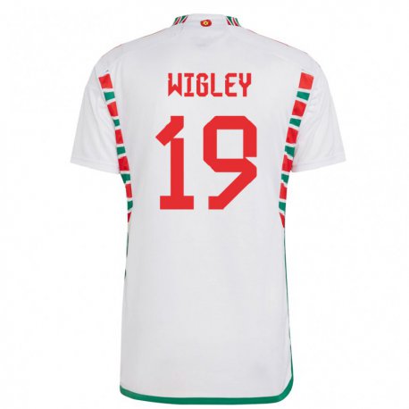Kandiny Damen Walisische Morgan Wigley #19 Weiß Auswärtstrikot Trikot 22-24 T-shirt