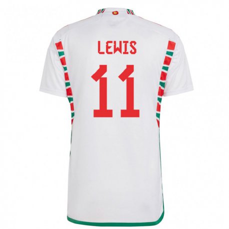 Kandiny Damen Walisische Sonny Lewis #11 Weiß Auswärtstrikot Trikot 22-24 T-shirt