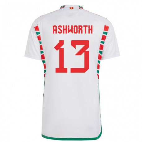 Kandiny Damen Walisische Fin Ashworth #13 Weiß Auswärtstrikot Trikot 22-24 T-shirt