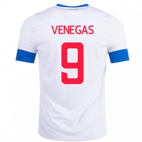 Kandiny Damen Costa-ricanische Carolina Venegas #9 Weiß Auswärtstrikot Trikot 22-24 T-shirt