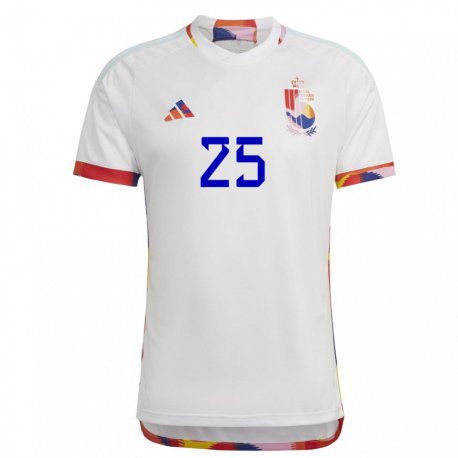 Kandiny Damen Belgische Ken Nkuba Tshiend #25 Weiß Auswärtstrikot Trikot 22-24 T-shirt