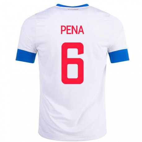 Kandiny Damen Costa-ricanische Ricardo Pena #6 Weiß Auswärtstrikot Trikot 22-24 T-shirt