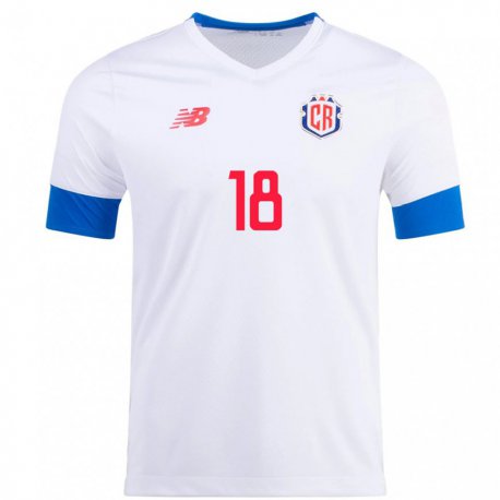 Kandiny Damen Costa-ricanische Bayron Mora #18 Weiß Auswärtstrikot Trikot 22-24 T-shirt