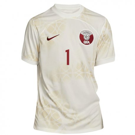Kandiny Damen Katarische Latifa Alabbdulla #1 Goldbeige Auswärtstrikot Trikot 22-24 T-shirt