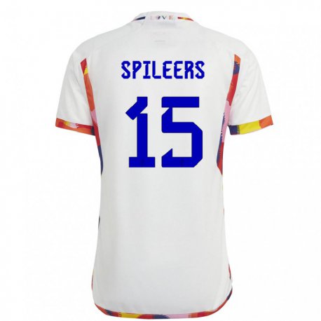 Kandiny Damen Belgische Jorne Spileers #15 Weiß Auswärtstrikot Trikot 22-24 T-shirt