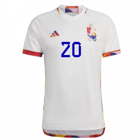 Kandiny Damen Belgische Noah Sadiki #20 Weiß Auswärtstrikot Trikot 22-24 T-shirt
